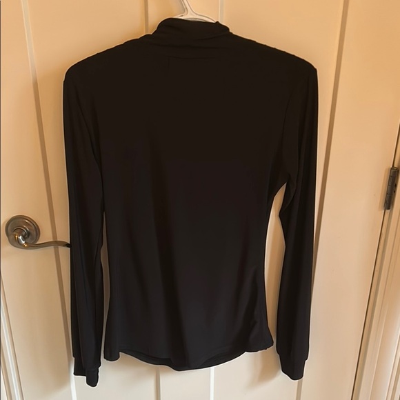 Lavena Black Faux Wrap Top with Rosettes & Long Sleeves, size S - Picture 5 of 5